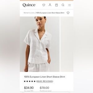Quince European Linen Short Sleeve Shirt
